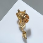 Брошь «Лисичка» с подвижным хвостиком, цветной в золоте - фото 8923324