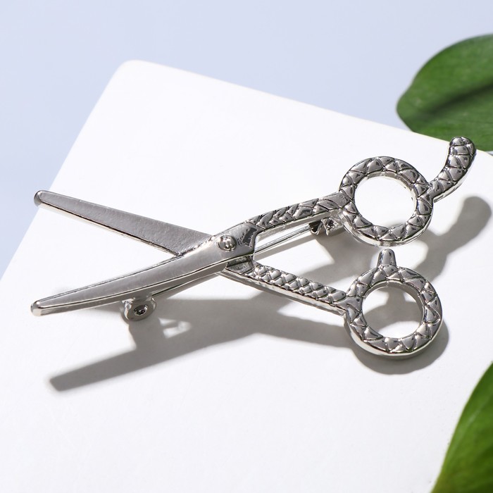 Брошь «Ножницы», цвет серебро - Фото 1