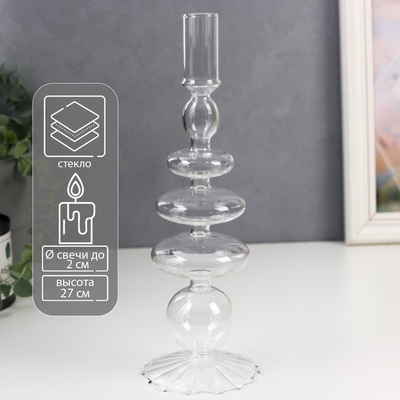 Подсвечник стекло на 1 свечу "Морбиан" прозрачный 27х8,5х8,5 см