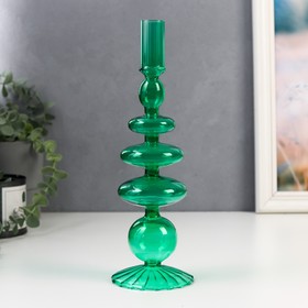 Подсвечник стекло на 1 свечу "Морбиан" прозрачный зелёный 27х8,5х8,5 см