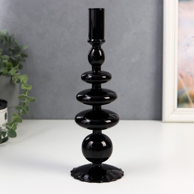 Стеклянный подсвечник на 1 свечу «Морбиан», чёрный, 27×8.5×8.5 см