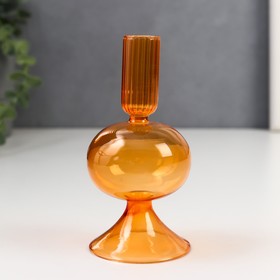 Подсвечник стекло на 1 свечу "Сомма" прозрачный оранж 14х7х7 см