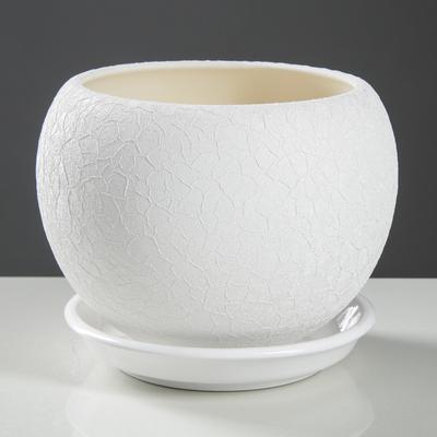 Горшок для цветов "Шар", шёлк, белый, 1.4 л