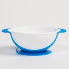 Набор для кормления: миска на присоске 340 мл., с крышкой, термоложка, цвет синий - фото 6510090