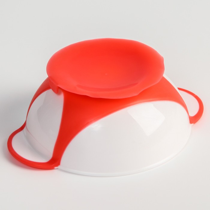 Набор детской посуды: миска на присоске 340мл., с крышкой, термоложка, цвет розовый - фото 1907342885