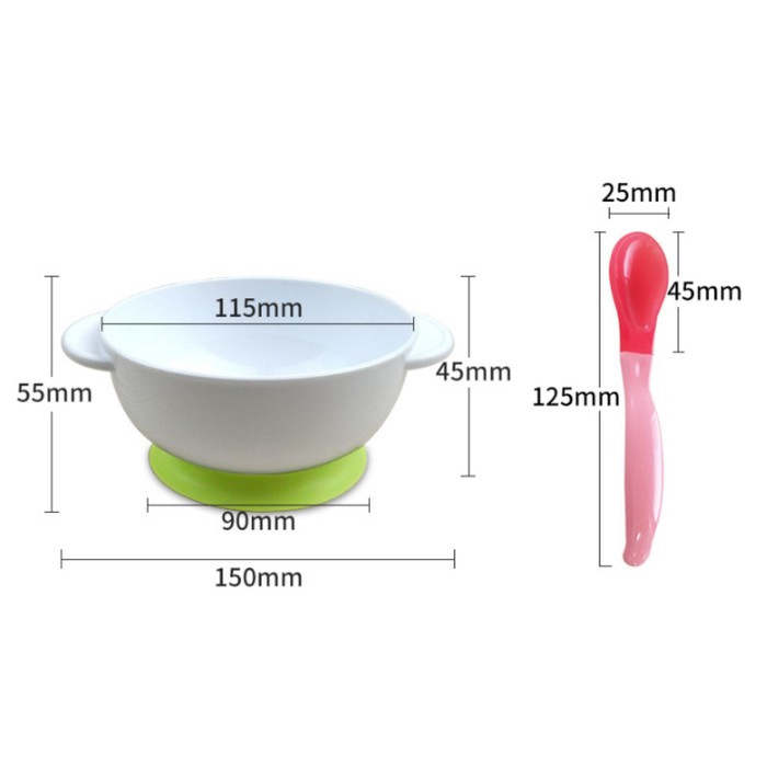 Набор детской посуды: миска на присоске 400мл., с крышкой, ложка, цвет белый/зеленый - фото 1907342896