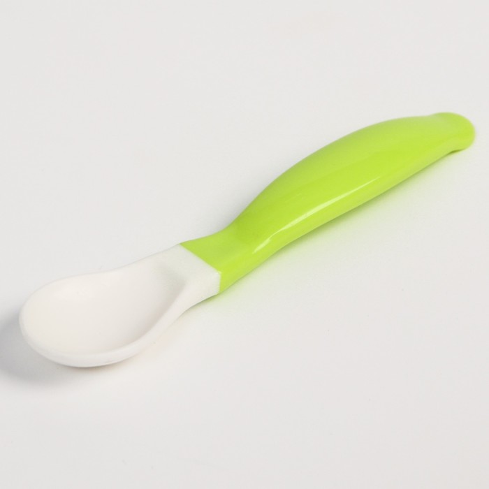 Набор детской посуды: миска на присоске 400мл., с крышкой, ложка, цвет белый/зеленый - фото 1888216936