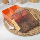 Ланч - бокс для еды Доляна «Классика», пластик, 2 отделения, в школу, 18×18×6 см, оранжевый - Фото 3