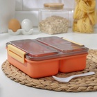 Ланч - бокс для еды Доляна «Классика», пластик, 2 отделения, в школу, 18×18×6 см, оранжевый - Фото 7