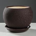Горшок для цветов "Шар", шёлк, шоколадный цвет, керамика, 1.4 л - Фото 1
