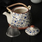 Чайник керамический заварочный «Виньетки», 600 мл, металлическое сито, цвет синий - Фото 2