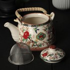 Чайник керамический заварочный с металлическим ситом «Цветы», 600 мл - Фото 2