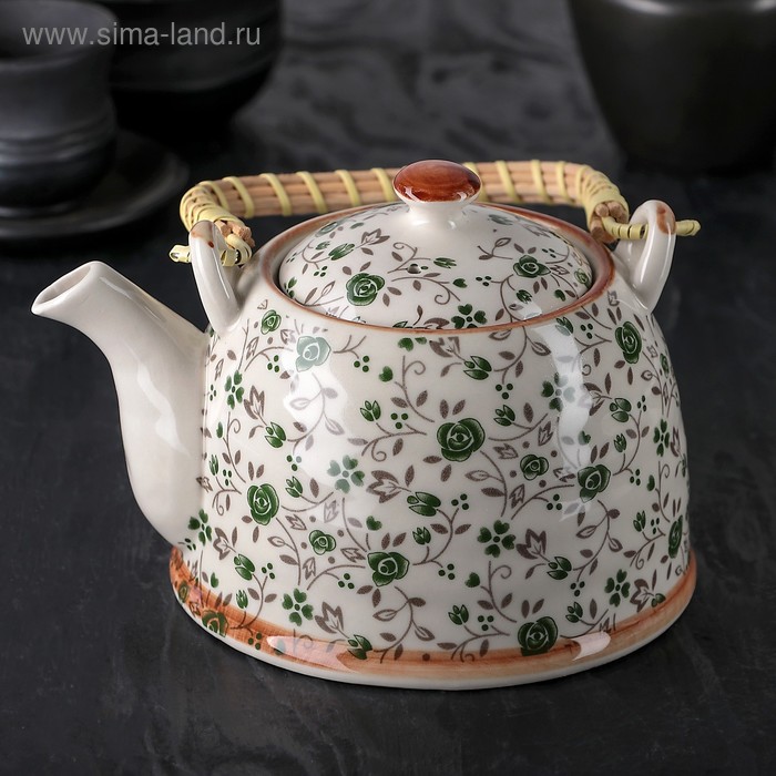 Чайник заварочный 900 мл "Виньетки", цвет зеленый - Фото 1