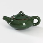 Набор для чайной церемонии керамический «Лунный камень», 7 предметов: чайник 150 мл, 6 пиал 50 мл, цвет зелёный - фото 4615556