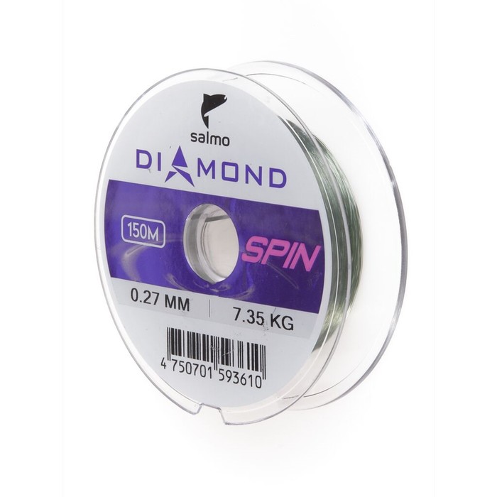 Леска монофильная Salmo Diamond SPIN, диаметр 0.27 мм, тест 7.35 кг, 150 м, светло-зелёная