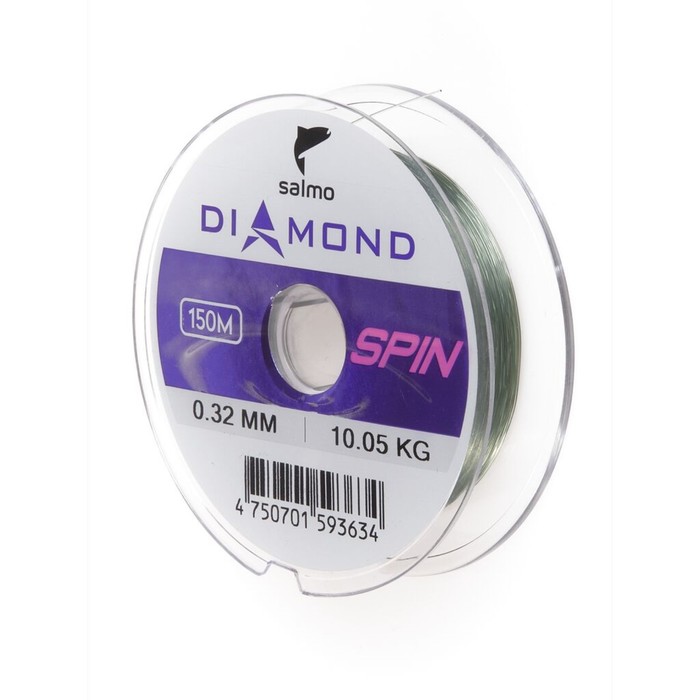 Леска монофильная Salmo Diamond SPIN, диаметр 0.32 мм, тест 10.05 кг, 150 м, светло-зелёная - Фото 1