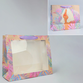 Пакет крафтовый с пластиковым окном «Нежность», 31 х 26 х 11 см