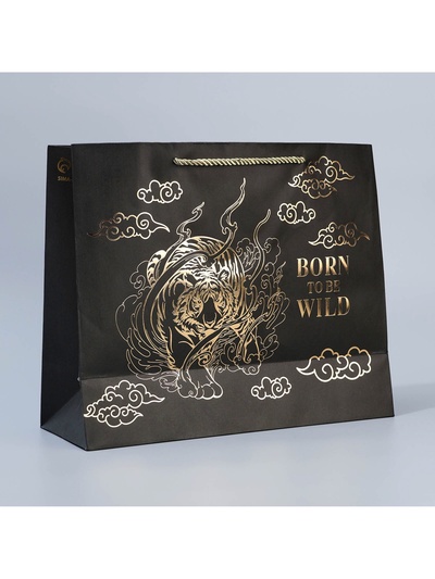 Пакет подарочный крафтовый с пластиковым окном, упаковка, «Burn to be wild», 31×26×11 см