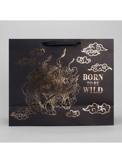 Пакет подарочный крафтовый с пластиковым окном, упаковка, «Burn to be wild», 31×26×11 см