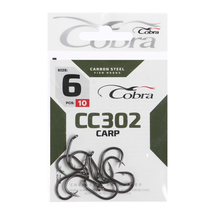Крючки Cobra CARP, серия CC302, № 06, 10 шт. - Фото 1