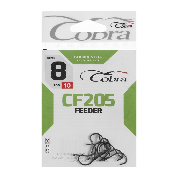 Крючки Cobra FEEDER, серия CF205, № 08, 10 шт. - Фото 1