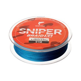 Шнур плетеный Salmo Sniper BRAID X4, диаметр 0.14 мм, тест 6.8 кг, 91 м, синий 7593328