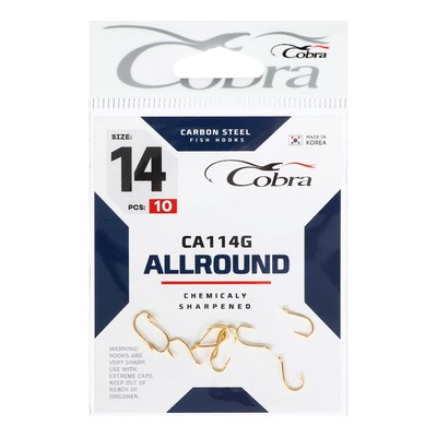 Крючки Cobra ALLROUND, серия CA114G, № 014, 10 шт.