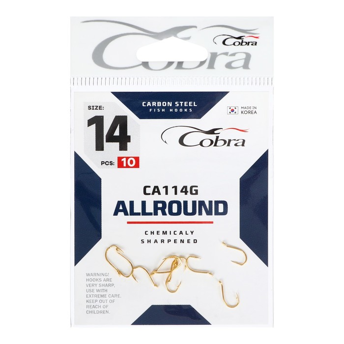 Крючки Cobra ALLROUND, серия CA114G, № 014, 10 шт. - Фото 1