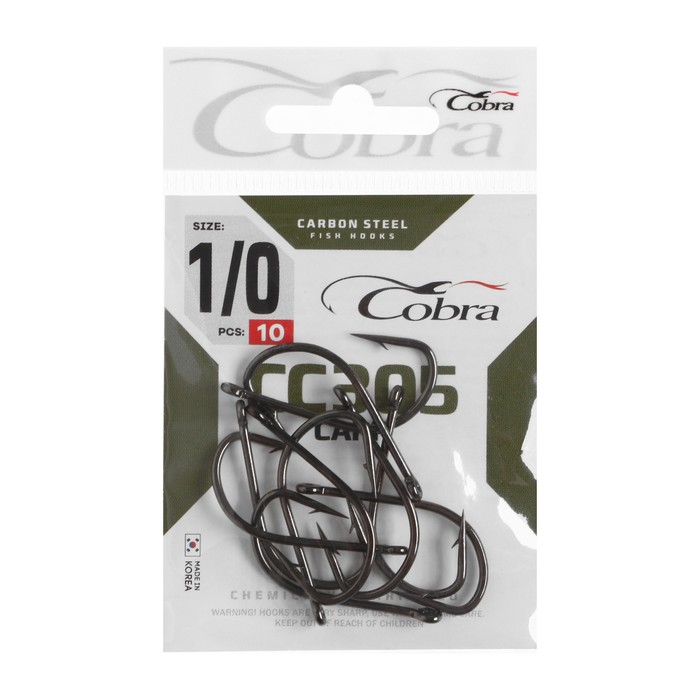 

Крючки Cobra CARP, серия CC305, № 01/0, 10 шт.