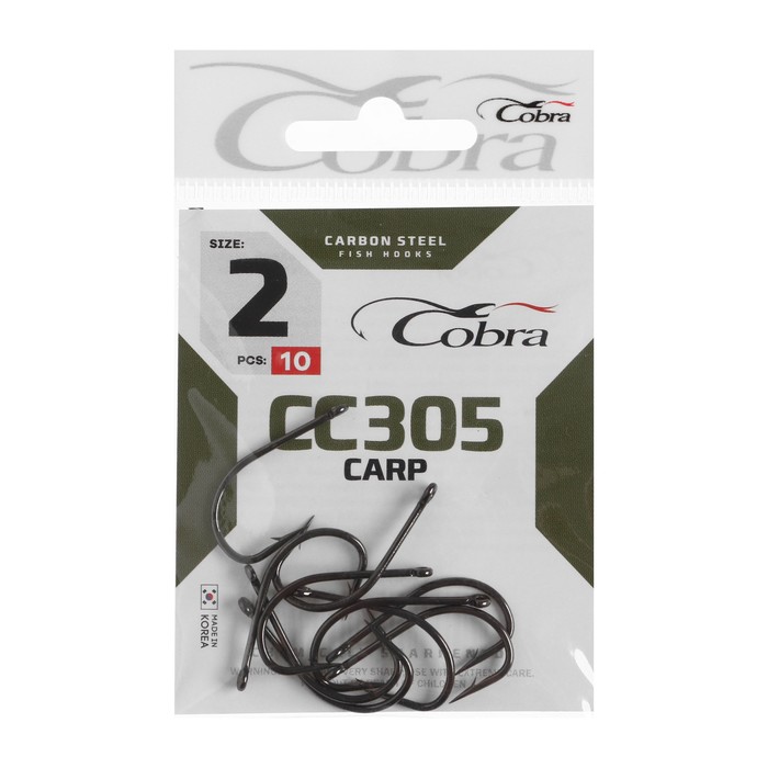 

Крючки Cobra CARP, серия CC305, № 02, 10 шт.