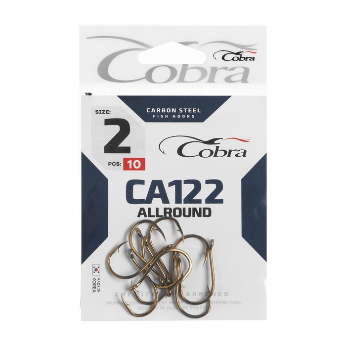 Крючки Cobra ALLROUND, серия CA122, № 02, 10 шт. - Фото 1