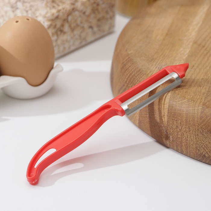 Овощечистка «Волна», 14 см, цвет красный - Фото 1