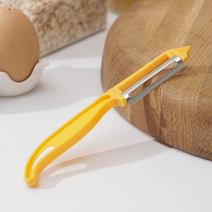 Овощечистка «Волна», 14 см, цвет жёлтый - Фото 1