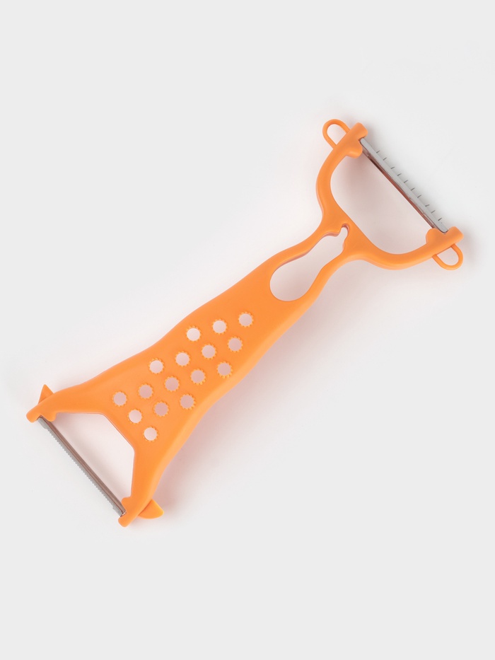 Овощечистка Доляна «Горох», двухсторонняя, 16 см, оранжевая - Фото 1