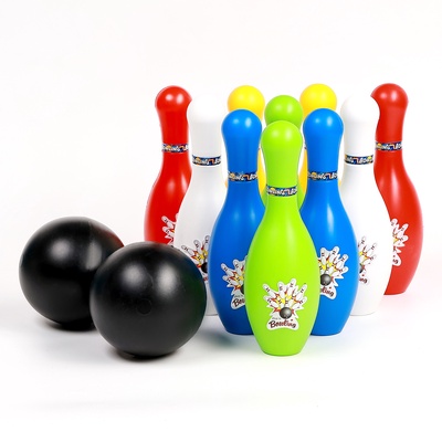 Боулинг детский, игровой набор: 10 кеглей, 2 шара, МИКС