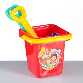 Набор "Ведерко, лопатки, формочки": 5 игрушек для песочницы, пластик, 14 х 25 см, микс