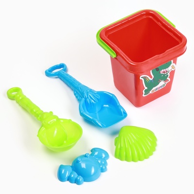 Набор игрушек для песочницы, 5 предметов: ведёрко, 2 лопатки, 2 формочки, пластик, МИКС