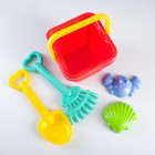 Набор "Ведерко, лопатки, формочки": 5 игрушек для песочницы, пластик, 14 х 25 см, микс - Фото 2
