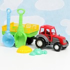 Набор детский "Трактор с прицепом": 5 игрушек для песочницы, пластик, 40 х 12 х 13 см, микс - фото 4618672