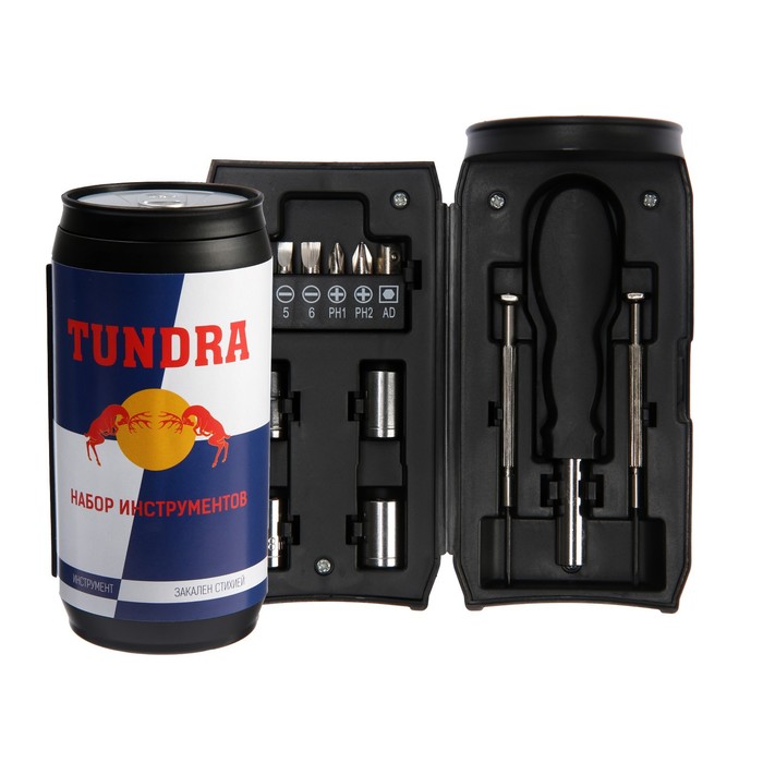 Набор инструментов ТУНДРА, подарочный пластиковый кейс «Банка», 13 предметов - Фото 1