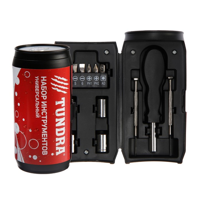 Набор инструментов ТУНДРА, подарочный пластиковый кейс "Банка", 13 предметов - Фото 1