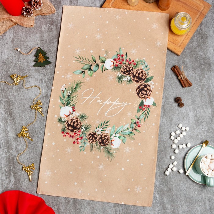 Полотенце «Этель» Fir branches 40×73 см, 100% хл, саржа 190 г/м² - Фото 1