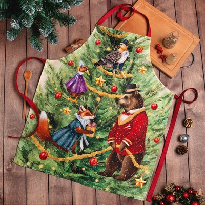 Фартук новогодний «Этель» Noble Christmas, 60×70 см, 100% хлопок, саржа 190 г/м²