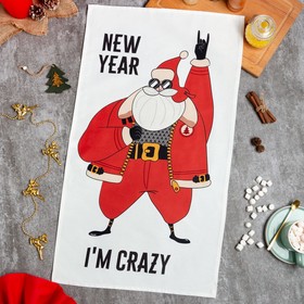 Новогоднее полотенце «Этель» I'm crazy 40×73 см, 100% хл, саржа 190 г/м²