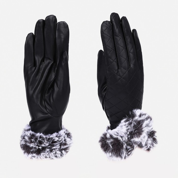 Перчатки женские, размер 7.5, без утеплителя, цвет чёрный - Фото 1
