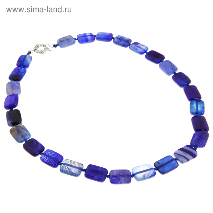 Бусы прямоугольник «Агат синий», 45 см - Фото 1