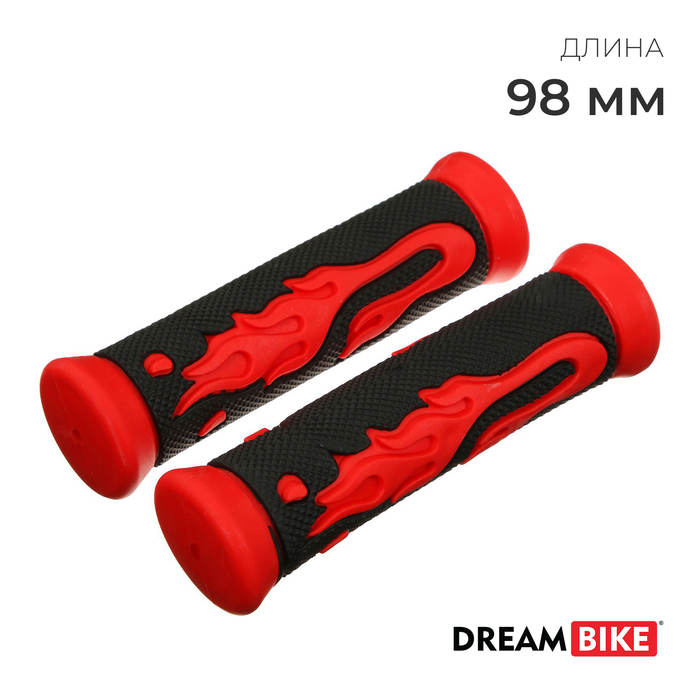 Грипсы Dream Bike, 98 мм, цвет чёрный/красный - Фото 1