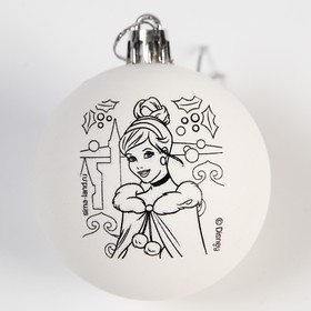 Новогодний шар под раскраску, размер шара 5,5 см, Принцессы: Золушка