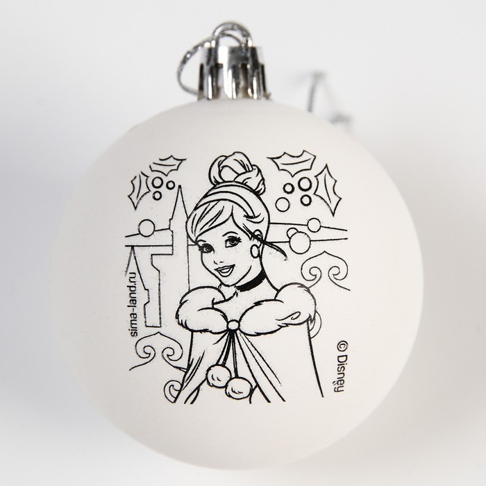Новогодний шар под раскраску, размер шара 5,5 см, Принцессы: Золушка - Фото 1
