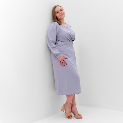 Платье миди женское MIST plus-size, размер 50, серо-голубое